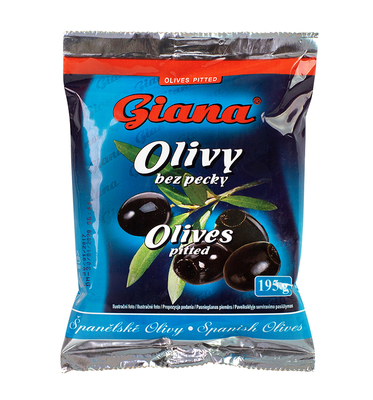 Španielske čierne olivy bez kôstky v slanom náleve 